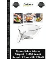 Özel Üretim Huni Uçlu Pratik Meyve Sebze Yıkama Süzgeci Şeffaf Yemek Kasesi Çıkarılabilir Filtreli