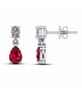 1,90 Karat Pırlantalı Yakut Küpe (Altın-Beyaz)