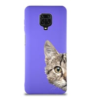 Xiaomi Redmi Note 9S Soft Premier Kapak Catface Tasarımlı Silikon Kılıf - Mor (Şeffaf)