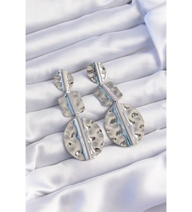 Pirinç Gümüş Renk Geometrik Ezme Plaka Küpe TJ-BKP9245
