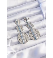 Pirinç Gümüş Renk Geometrik Ezme Plaka Küpe TJ-BKP9245