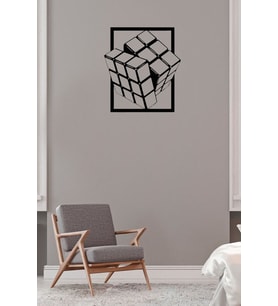 Rubik 3 D Zeka Küpü Lazer Kesim Ahşap Mdf Duvar Tablo