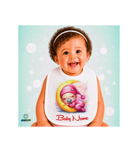 Kişiye Özel Uyuyan Bebek Keten Bebek Mama Önlüğü – Yumuşak, Emici, Yıkanabilir, Özel Tasarım P113