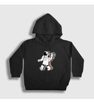 Presmono Unisex Çocuk Siyah Boombox Uzay Müzik Astronot Kapüşonlu Sweatshirt 496050tt