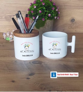 Hostes Kalemlik, Kupa Bardak T Kişiye Özel Hediye (Model 1)