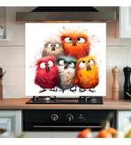 Sevimli & Komik Kuşlar Mutfak Tezgah Ve Ocak Arkası Yapışkanlı Folyo Sticker (60 x 54 cm) - Model 5