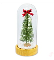 Yılbaşı Ağaçlı ve Led Işıklı, 17cm x 8cm Cam Fanus