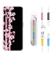 General Mobile GM 21 Pro GM 22 Pro Plus Kılıf Kablo Koruma Spiral Silikon Pink Flowers 3 1393