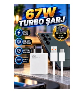 Samsung S23 Ultra ve S24 Uyumlu 67W Hızlı Şarj Adaptörü – QC 5.0 Destekli