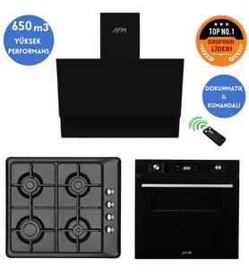 Eminçelik ve AFM TECH Markalı /Blackons  Turbolu Siyah  Ankastre Set ( 31 222 + FM7700 + FM3400 )
