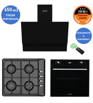 Eminçelik ve AFM TECH Markalı /Blackons  Turbolu Siyah  Ankastre Set ( 31 222 + FM7700 + FM3400 )