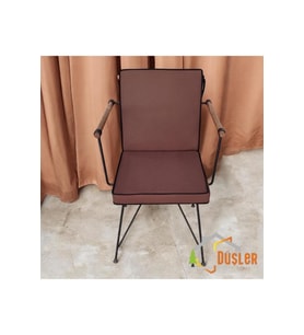 40x80 Kahverengi Su ve Leke İtici Fermuarlı Bağcıklı Siyah Biyeli Sandalye Minderi 5 cm