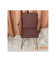 40x80 Kahverengi Su ve Leke İtici Fermuarlı Bağcıklı Siyah Biyeli Sandalye Minderi 5 cm