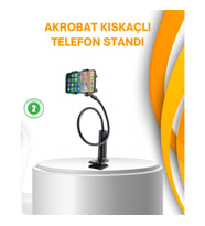 Mey İthalat® Esnek Gövdeli Mandallı Masaüstü Telefon Tutucu