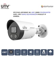 Uniview IPC2124LE-ADF28KMC-WL 4mp 2.8mm Sabit Lens COLORHUNTER H265+ Dahil Ses Ve Hoparlör IR IP Kamera