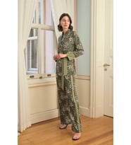 Monamise Kadın Çiçek Yaprak ve Etnik Desenli Pijama Takımı 24146 