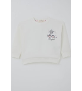 Breeze Kız Çocuk Sweatshirt Minik Taçlı Kedi Prenses Baskılı Sırt Baskı Detaylı 1.5-5 Yaş, Ekru