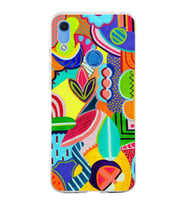 PrintiFy Huawei Y6 2019 ile Uyumlu 1mm Slim Fit Retro Renkler 6 Baskılı Şeffaf  Kılıf
