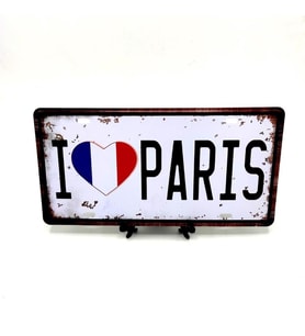 Dekoratif Plaka I Love Paris (Karışık)