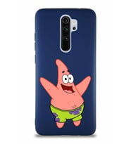 Xiaomi Redmi Note 8 Pro Soft Premier Kapak Patrick Yıldız Tasarımlı Silikon Kılıf - Lacivert (Şeffaf)