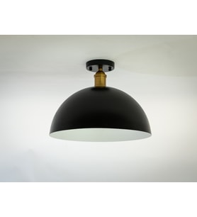 RİOLİGHT RETRO SİYAH İÇİ BEYAZ TEKLİ METAL PLOFONYER  AVİZE ÇAP: 30CM