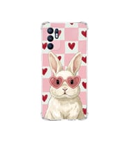 PrintiFy Oppo Reno 6 4g ile Uyumlu Pembe Pötikare Serisi Pembe Zıpzıp Tasarımlı Uv Baskılı Köşe Korumalı Antişok Kılıf