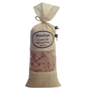 Himalaya Tuzu 1 Kg. Bez Torbada Iri Taneli Açık Pembe Renk Himalaya Orijinal Tuz