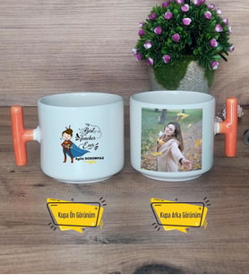 Kadın İngilizce Öğretmeni Kupa Bardak Fotoğraflı T Turuncu Kulplu Öğretmenler Günü Hediyesi