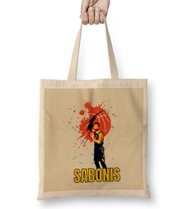Domantas Sabonis Vintage Art -Legend Basketball Gift Vintage Retro Style Bez Çanta Uzun Saplı