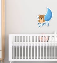 BK Gift Kişiye Özel Sevimli Ayıcık Tasarımlı Çocuk Odası Ahşap Duvar Süsü-1 (Beyaz)
