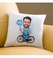 Kişiye Özel Bisiklet Tamircisi Erkek Karikatürlü Yastık