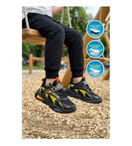 Ruffon 2470 F Füme-Kırmızı Cırtlı Erkek Çocuk Spor Ayakkabı