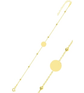 Gümüş altın yaldızlı top top zincirli pul bileklik SGTL11931GOLD
