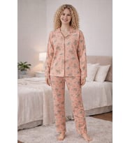 Kadın 0431 Uzun Kol Süet Pijama Takımı