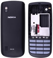 Nokia Asha 300 Kasa Kapak Tuş Takımı N300 Uyumlu Siyah Renk Orta Kasa Ön Kapak Arka Kapak