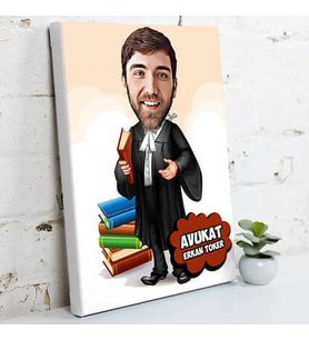 Erkek Avukat İçin Karikatürlü Kanvas Tablo