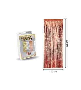 Metalize Fon Perde Kapı Perdesi Rose Gold 100*220 Cm