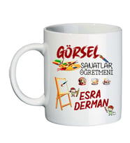 Görsel Sanatlar Öğretmenine Hediye İsimli Kupa Bardak - Öğretmenler Günü Hediyesi