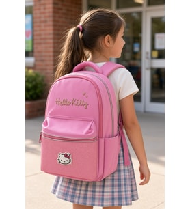 Kız Çocuk İlkokul Sırt Çantası Hello Kitty Pembe 3 Bölmeli Ayarlanabilir Askılı 39x29x15 cm