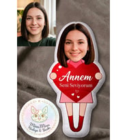 Kişiye Özel Annem Seni Seviyorum Şekilli Maskot Yastık 2