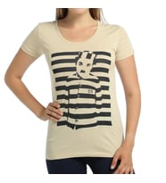Bant Giyim - Charlie Chaplin Krem Kadın T-shirt Tişört