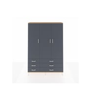 Arges Gardrop 5 Raflı 6 Çekmeceli Tek Askılı 132x30x195 Çam-Antrasit