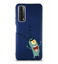 Huawei P Smart 2021 Soft Premier Kapak Plankton Tasarımlı Silikon Kılıf - Lacivert (Şeffaf)