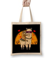 Sloth Riding Llama Cute Fluffy Lama & Sleepy Sloth Bez Çanta Uzun Saplı