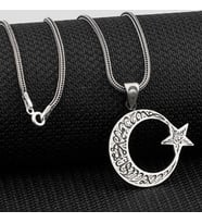 Ay Yıldız Dualı Cevşen 925 Ayar Gümüş Erkek Kolye
