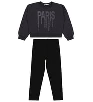 Civil Girls Paris Taş Baskılı 6-9 Yaş Takım - Gri