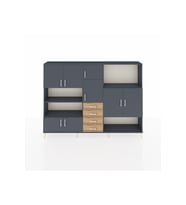 Arges Dolap 10 Raflı 4 Çekmeceli 8 Kapaklı 220x30x163 Antrasit-Antrasit/Çam