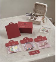 Premium Kırmızı Takı Paketleme Kartı 100 Adet Takı ve Aksesuar Ambalaj Sunum Kartı