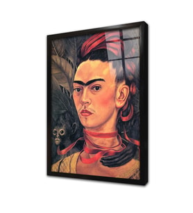 Frida Kahlo Portre Çerçeveli Cam Tablo