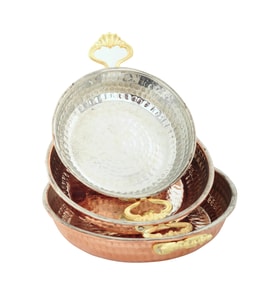 3 Adet Set Bakır Tava & Sahan Takımı